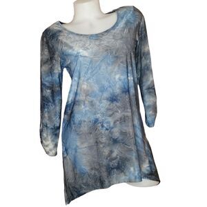 NEW - AB Studio Denim Blue Tie Dye Top Size Small